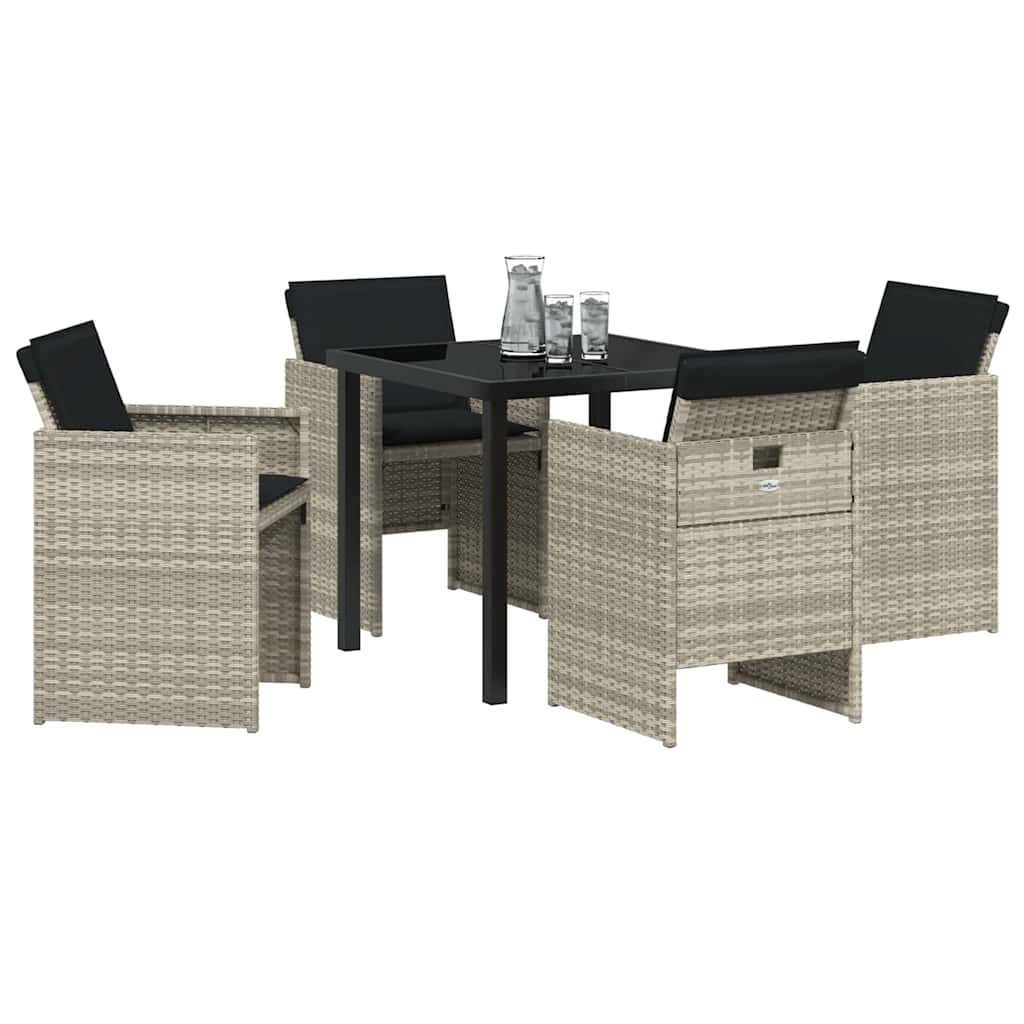 Set da Pranzo per Giardino 5 pcs Grigio chiaro polyrattan - homemem39