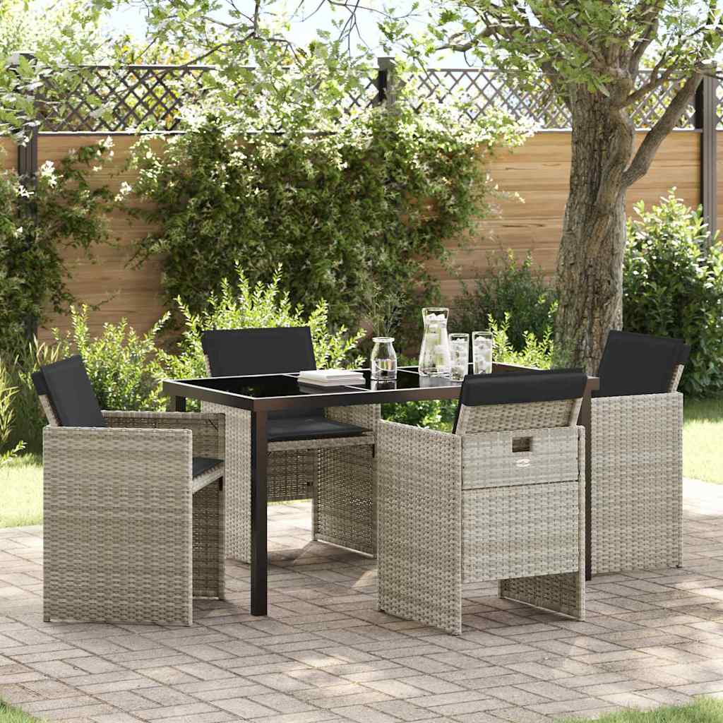 Set da Pranzo per Giardino 5 pcs Grigio chiaro polyrattan - homemem39