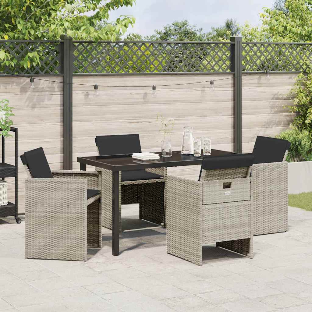 Set da Pranzo per Giardino 5 pcs Grigio chiaro polyrattan - homemem39
