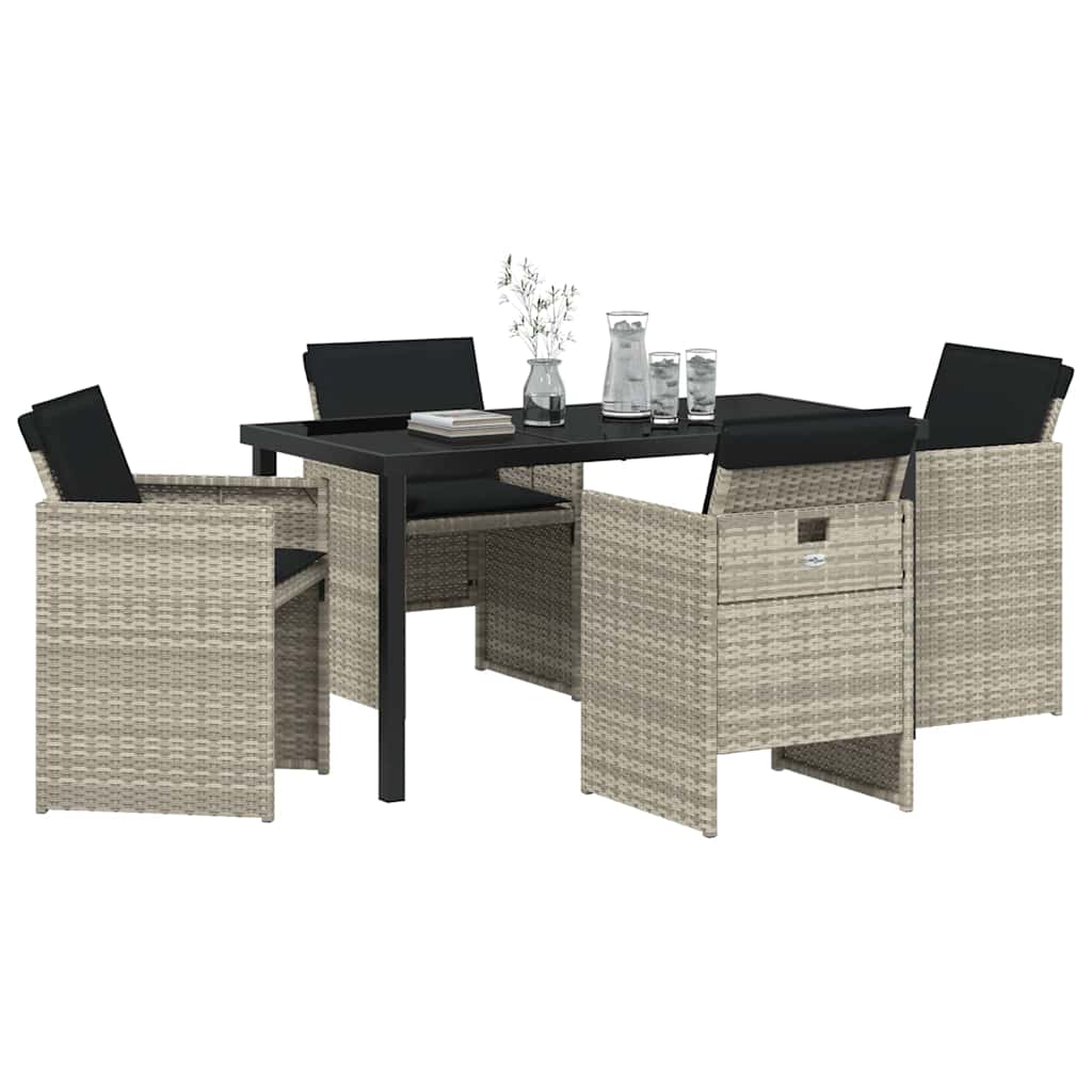 Set da Pranzo per Giardino 5 pcs Grigio chiaro polyrattan - homemem39