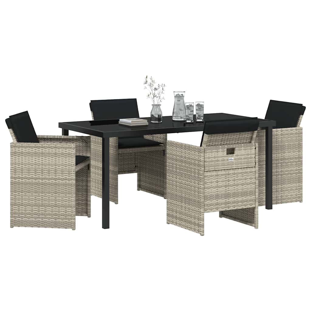Set da Pranzo per Giardino 5 pcs Grigio chiaro polyrattan - homemem39