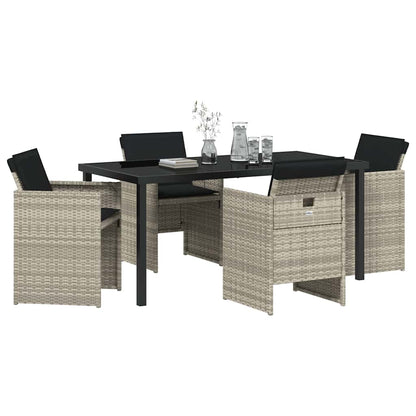 Set da Pranzo per Giardino 5 pcs Grigio chiaro polyrattan - homemem39