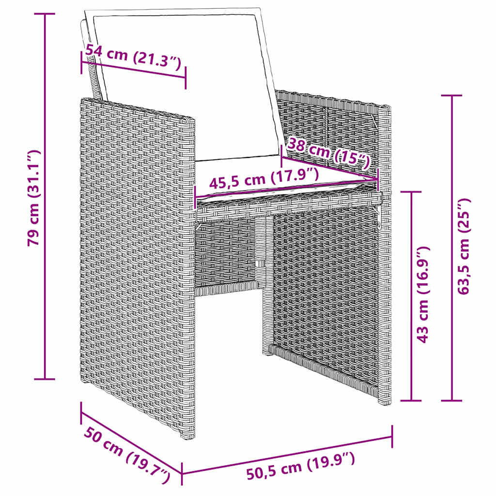 Set da Pranzo per Giardino 5 pcs Grigio chiaro polyrattan - homemem39