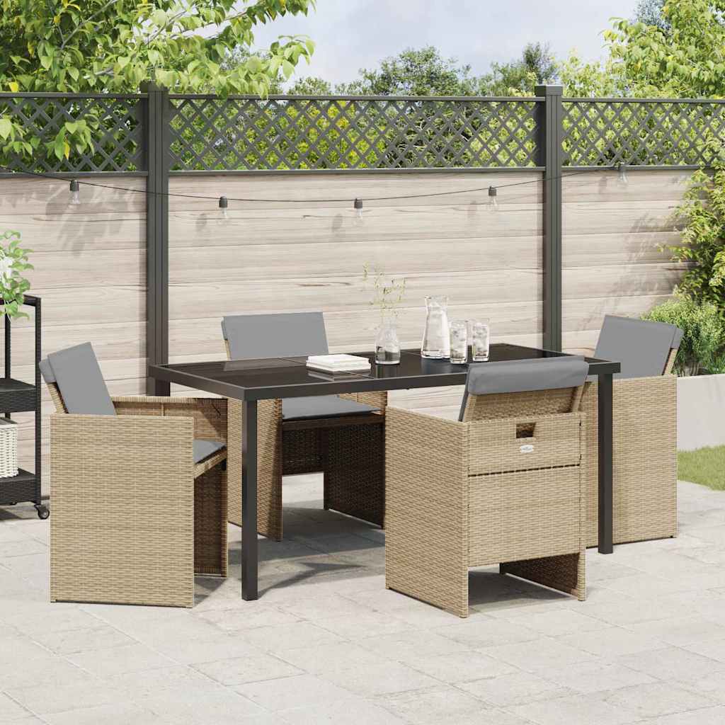 Set da Pranzo per Giardino 5 pcs Beige polyrattan - homemem39