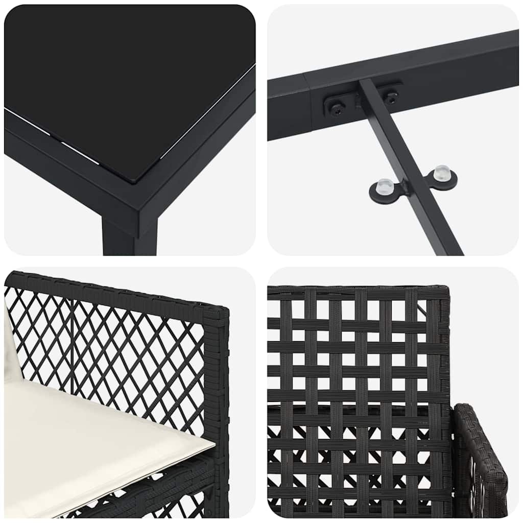 Set da Pranzo per Giardino 5 pcs Nero polyrattan - homemem39