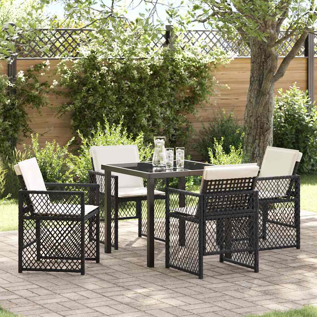 Set da Pranzo per Giardino 5 pcs Nero polyrattan - homemem39