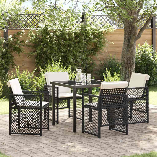 Set da Pranzo per Giardino 5 pcs Nero polyrattan - homemem39