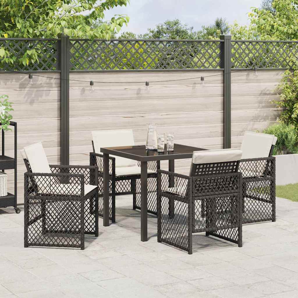 Set da Pranzo per Giardino 5 pcs Nero polyrattan - homemem39