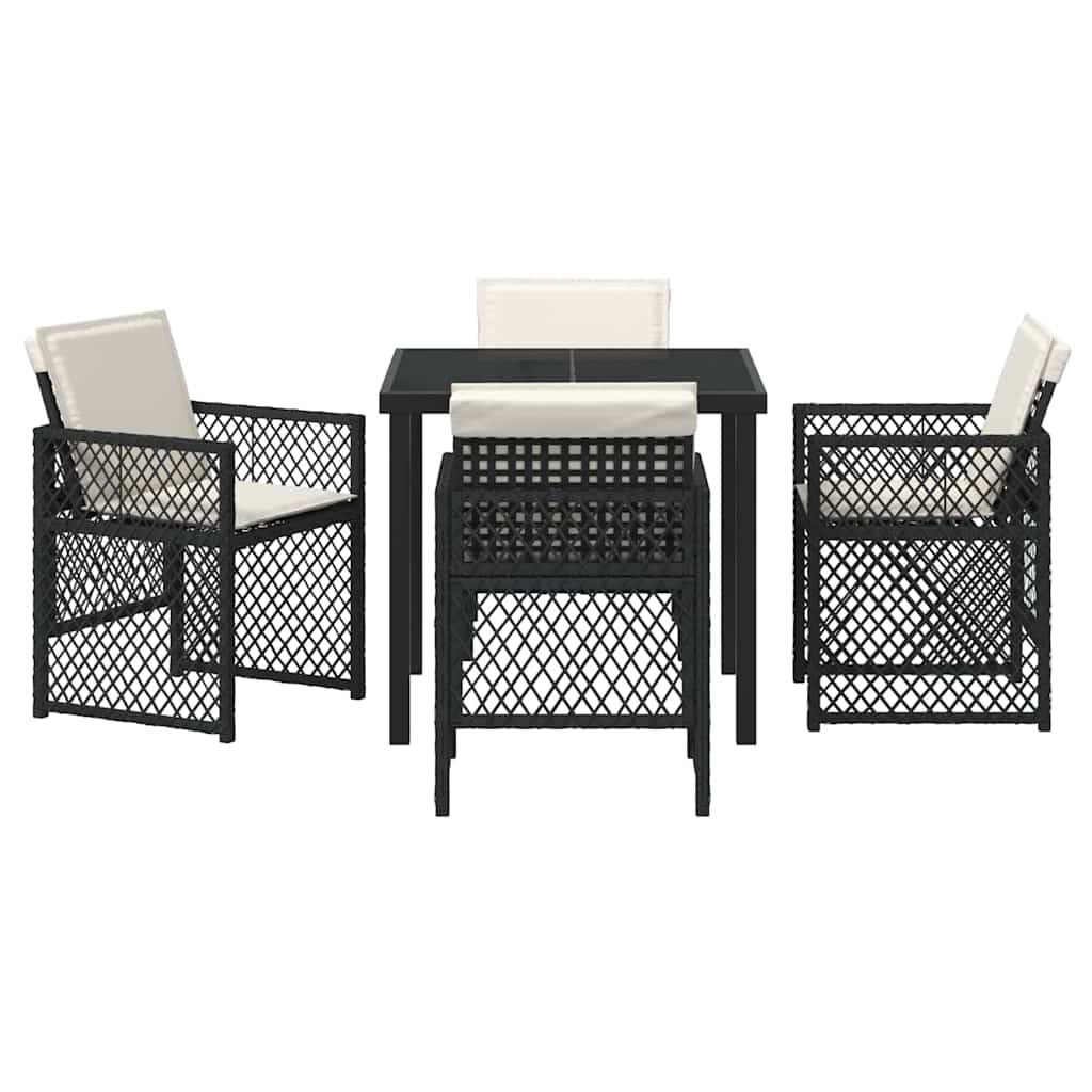 Set da Pranzo per Giardino 5 pcs Nero polyrattan - homemem39