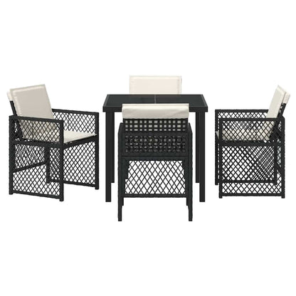 Set da Pranzo per Giardino 5 pcs Nero polyrattan - homemem39