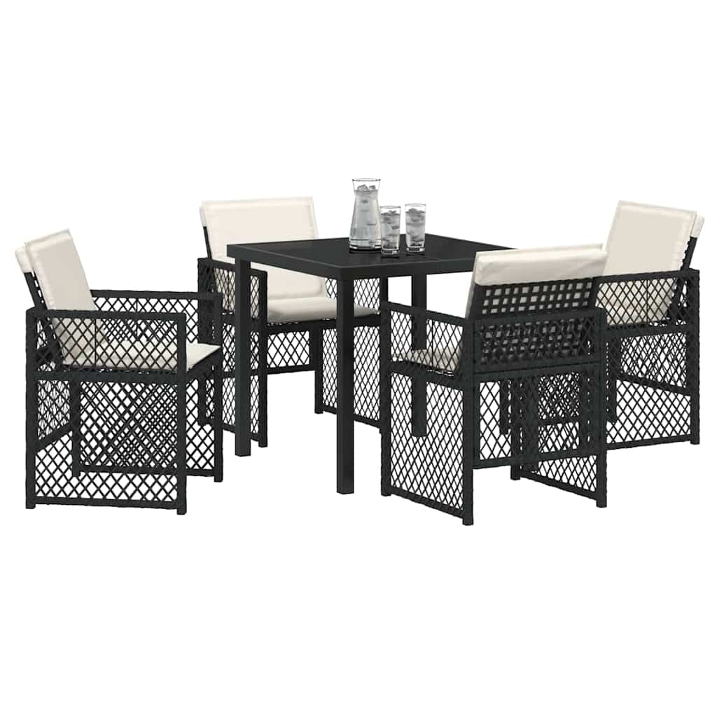 Set da Pranzo per Giardino 5 pcs Nero polyrattan - homemem39