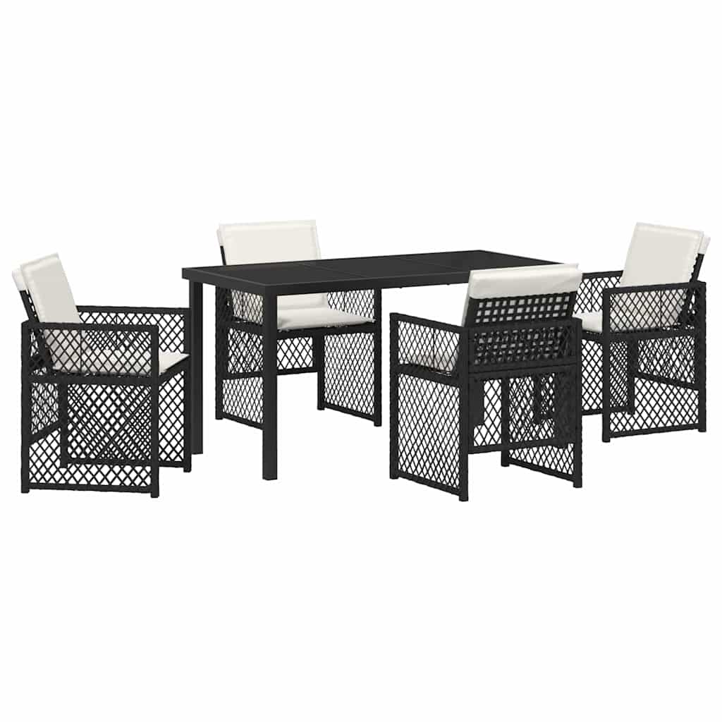 Set da Pranzo per Giardino 5 pcs Nero polyrattan - homemem39