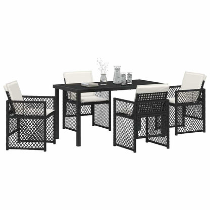 Set da Pranzo per Giardino 5 pcs Nero polyrattan - homemem39