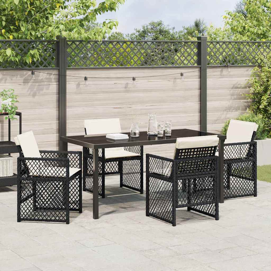 Set da Pranzo per Giardino 5 pcs Nero polyrattan - homemem39