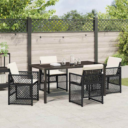 Set da Pranzo per Giardino 5 pcs Nero polyrattan - homemem39