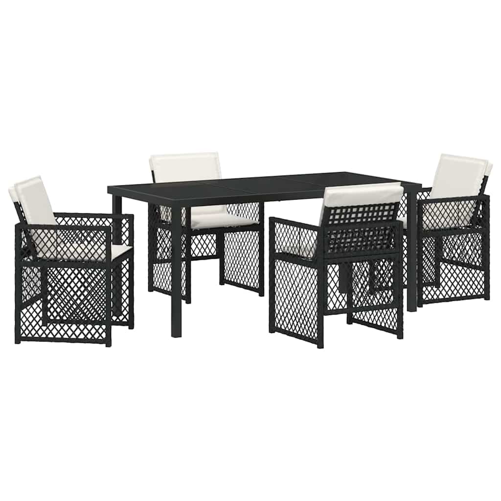 Set da Pranzo per Giardino 5 pcs Nero polyrattan - homemem39