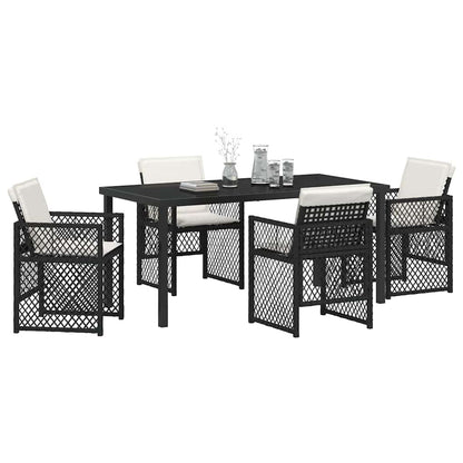 Set da Pranzo per Giardino 5 pcs Nero polyrattan - homemem39