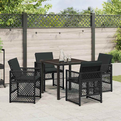 Set da Pranzo per Giardino 5 pcs Nero polyrattan - homemem39