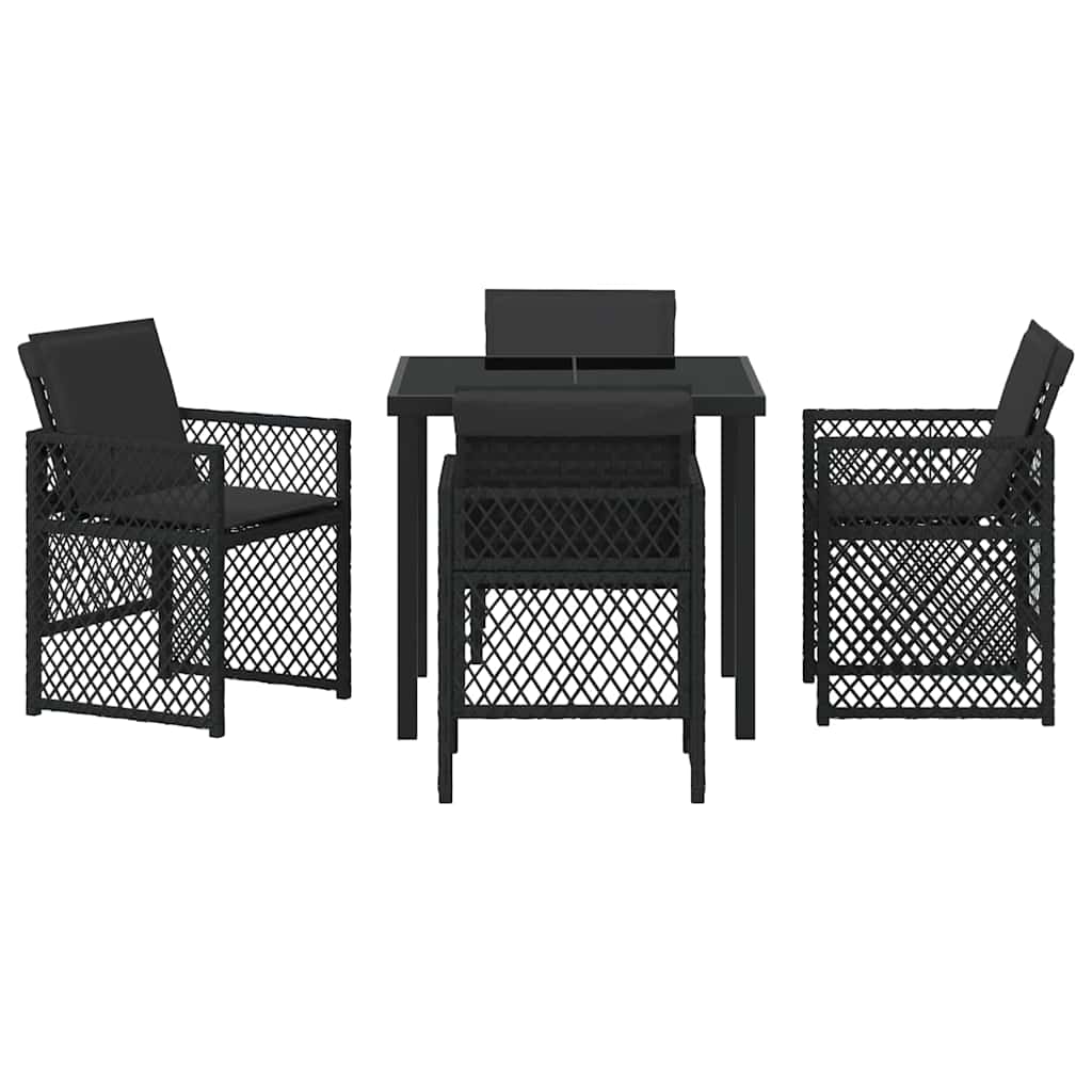 Set da Pranzo per Giardino 5 pcs Nero polyrattan - homemem39