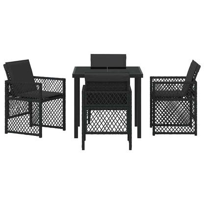 Set da Pranzo per Giardino 5 pcs Nero polyrattan - homemem39