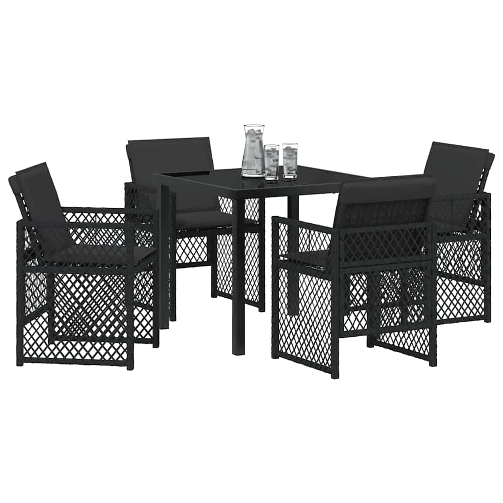 Set da Pranzo per Giardino 5 pcs Nero polyrattan - homemem39