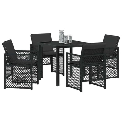 Set da Pranzo per Giardino 5 pcs Nero polyrattan - homemem39