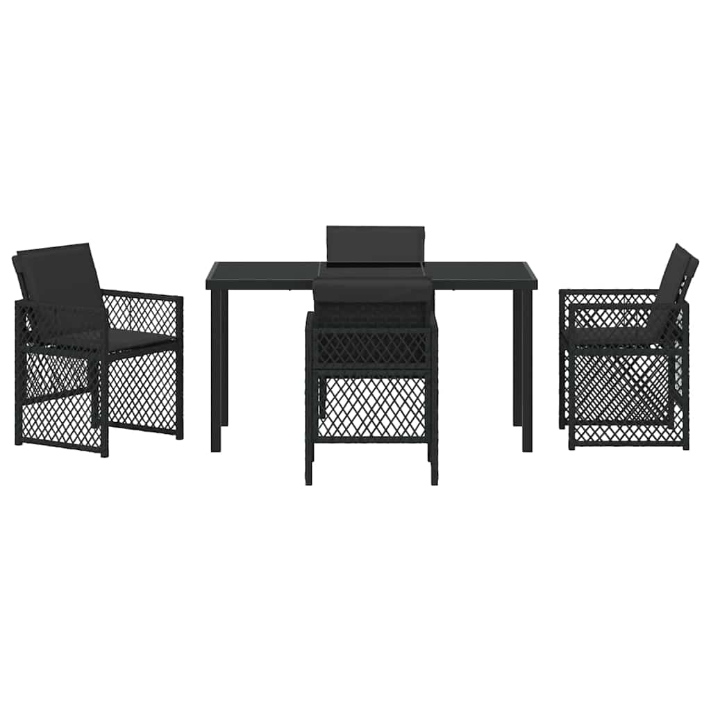 Set da Pranzo per Giardino 5 pcs Nero polyrattan - homemem39