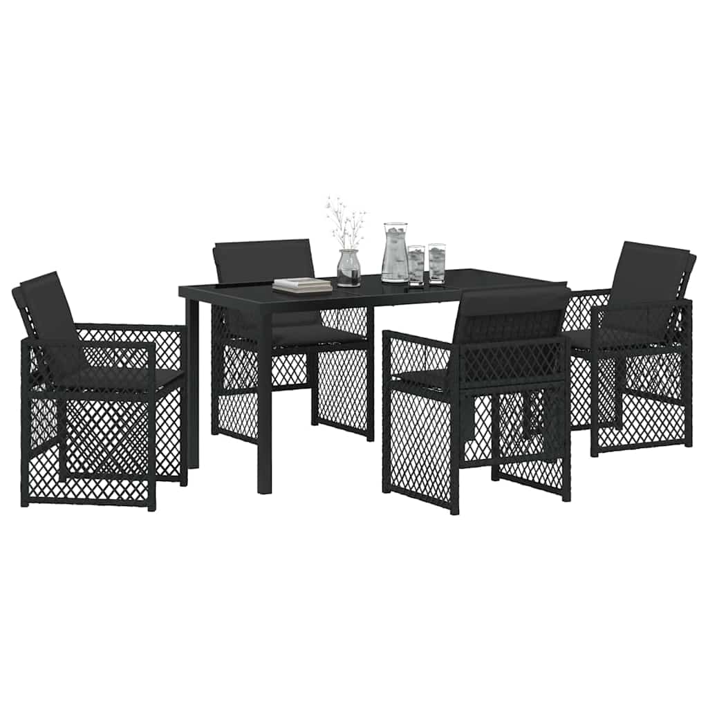 Set da Pranzo per Giardino 5 pcs Nero polyrattan - homemem39