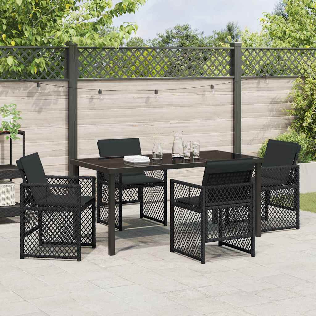 Set da Pranzo per Giardino 5 pcs Nero polyrattan - homemem39