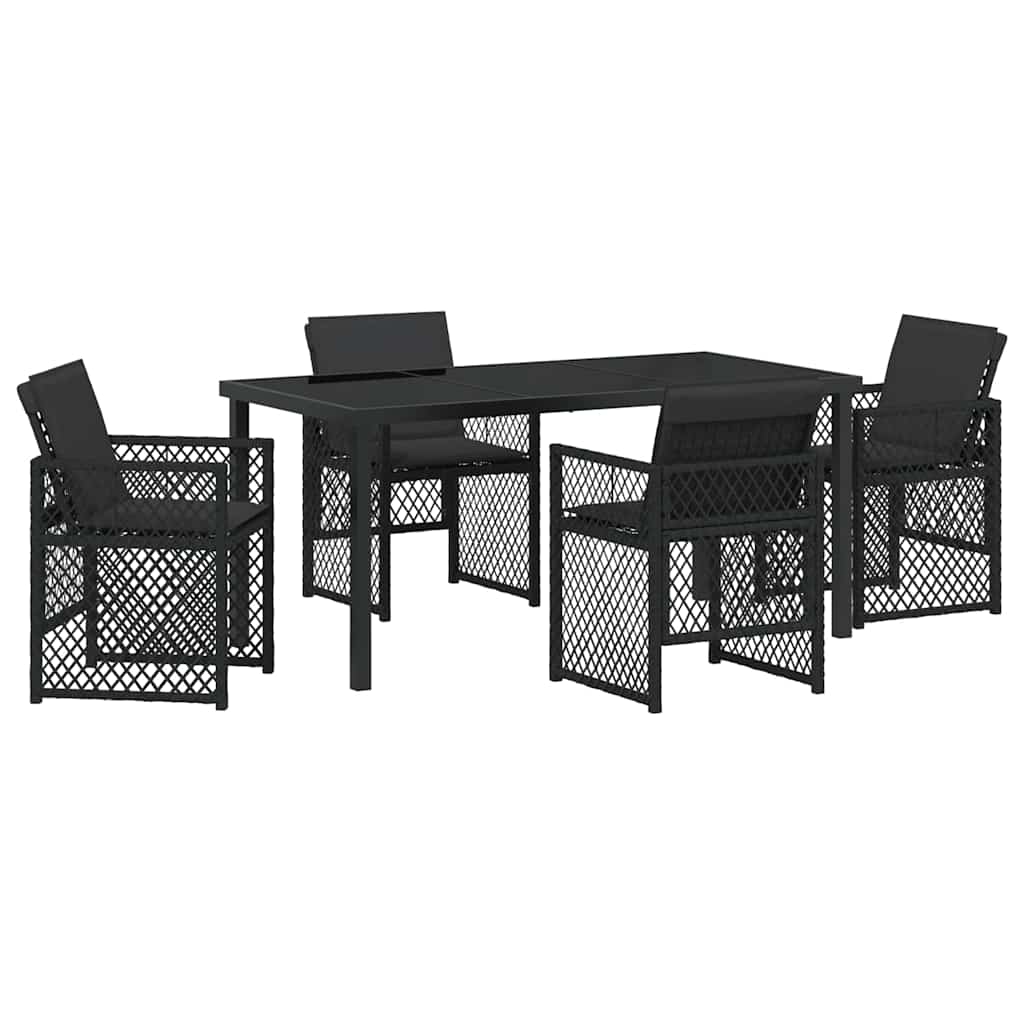 Set da Pranzo per Giardino 5 pcs Nero polyrattan - homemem39