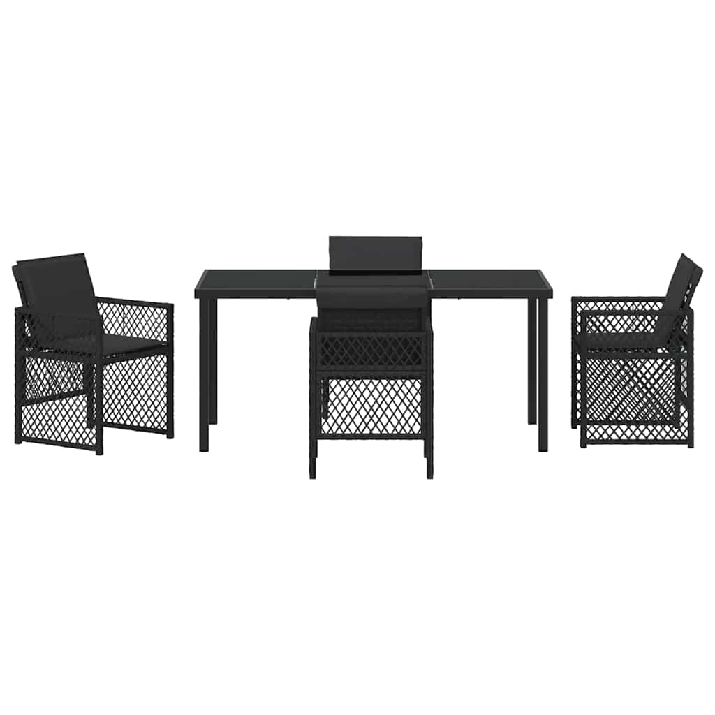 Set da Pranzo per Giardino 5 pcs Nero polyrattan - homemem39