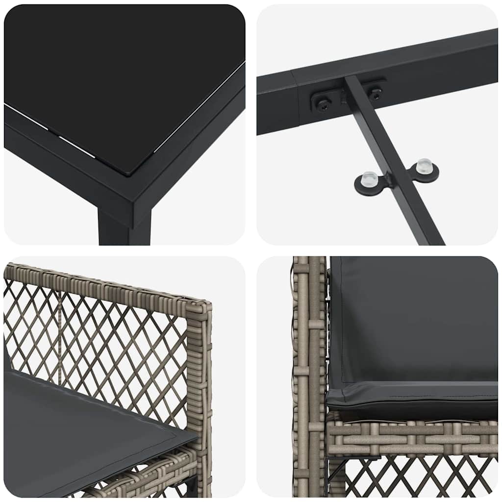 Set da Pranzo per Giardino 5 pcs Grigio polyrattan - homemem39