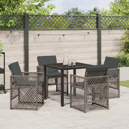 Set da Pranzo per Giardino 5 pcs Grigio polyrattan - homemem39