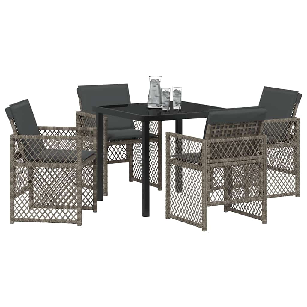 Set da Pranzo per Giardino 5 pcs Grigio polyrattan - homemem39