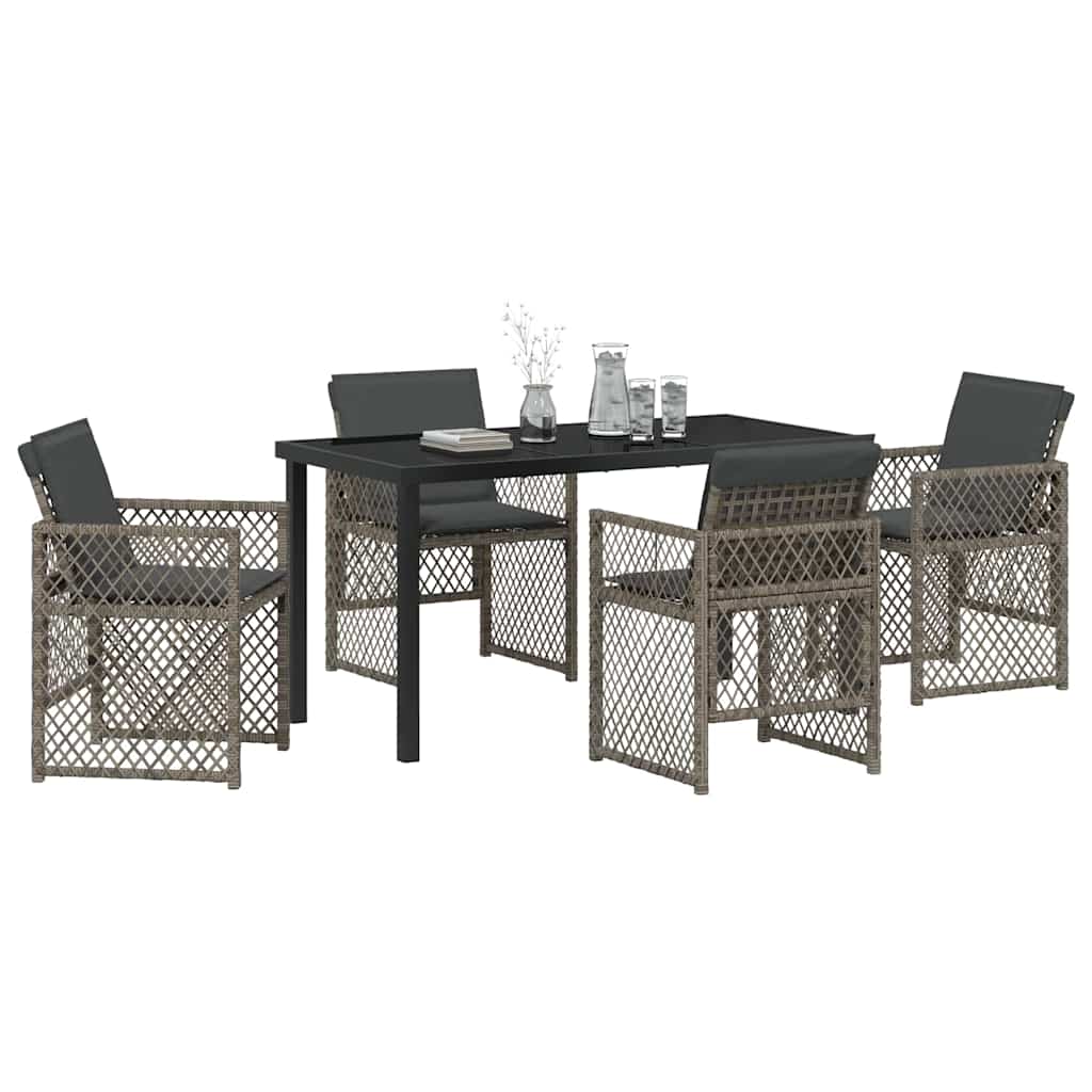 Set da Pranzo per Giardino 5 pcs Grigio polyrattan - homemem39