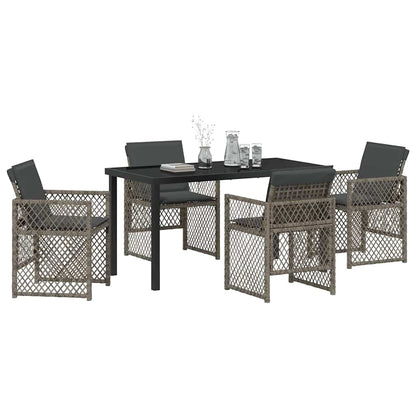 Set da Pranzo per Giardino 5 pcs Grigio polyrattan - homemem39
