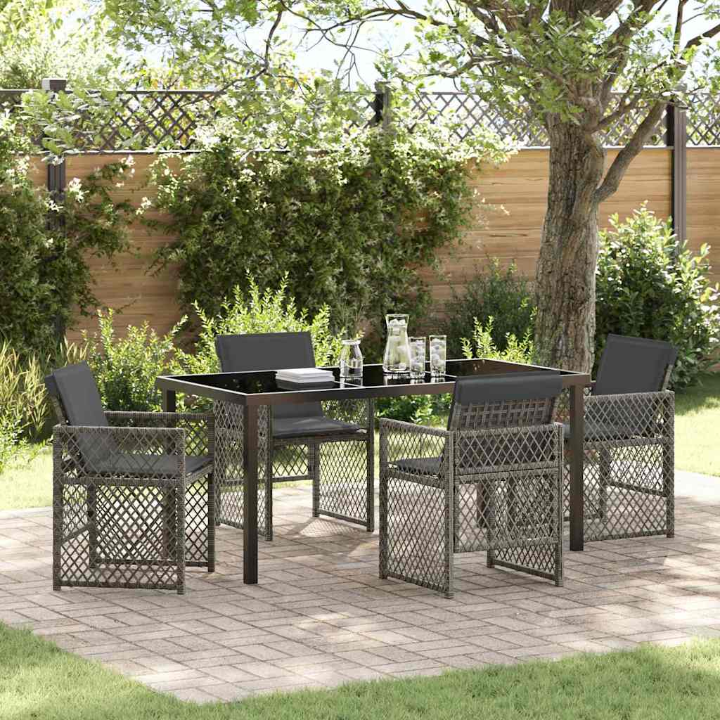 Set da Pranzo per Giardino 5 pcs Grigio polyrattan - homemem39