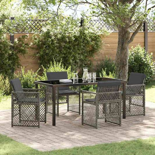 Set da Pranzo per Giardino 5 pcs Grigio polyrattan - homemem39