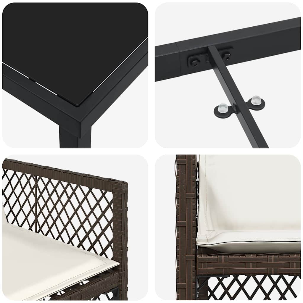 Set da Pranzo per Giardino 5 pcs Marrone polyrattan - homemem39