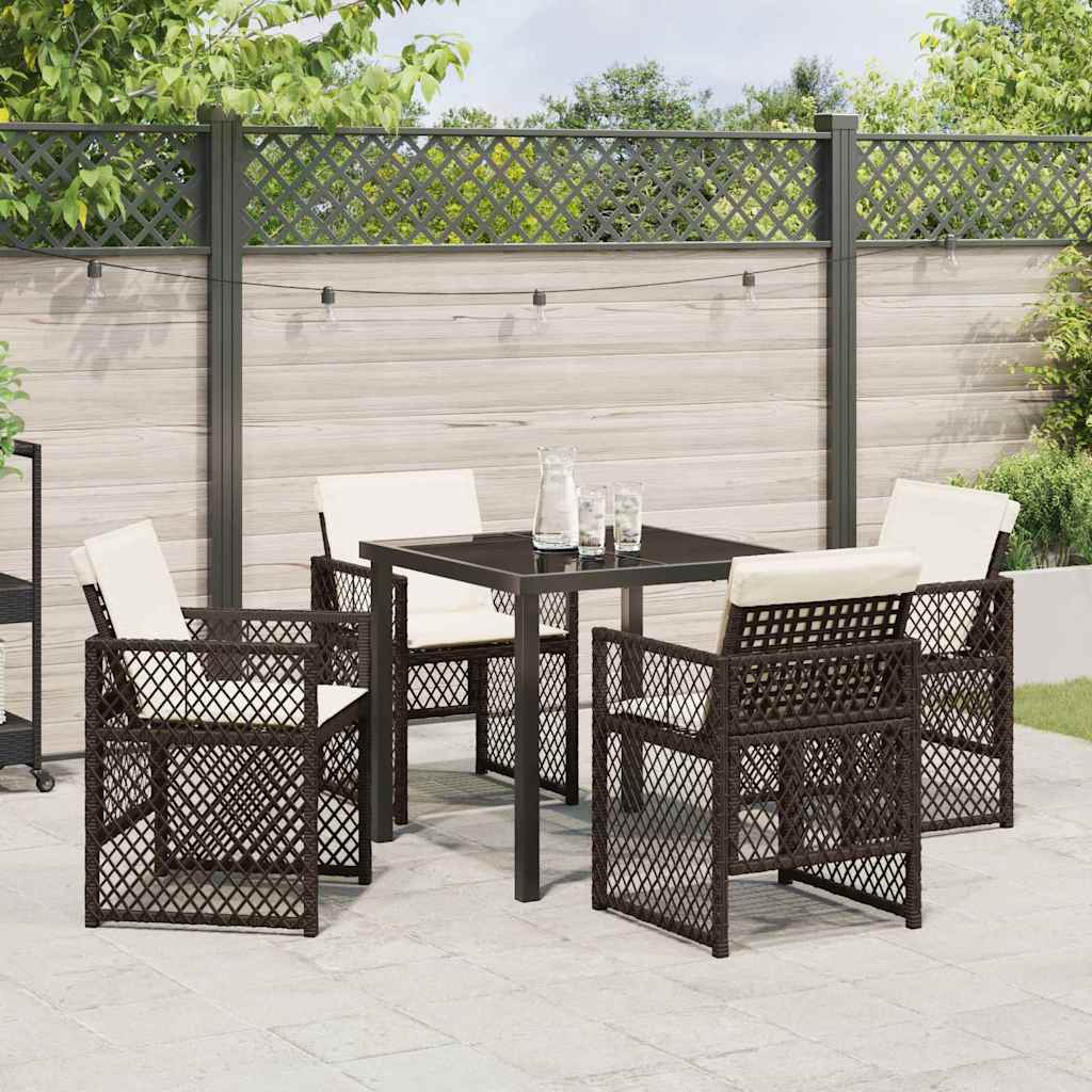 Set da Pranzo per Giardino 5 pcs Marrone polyrattan - homemem39