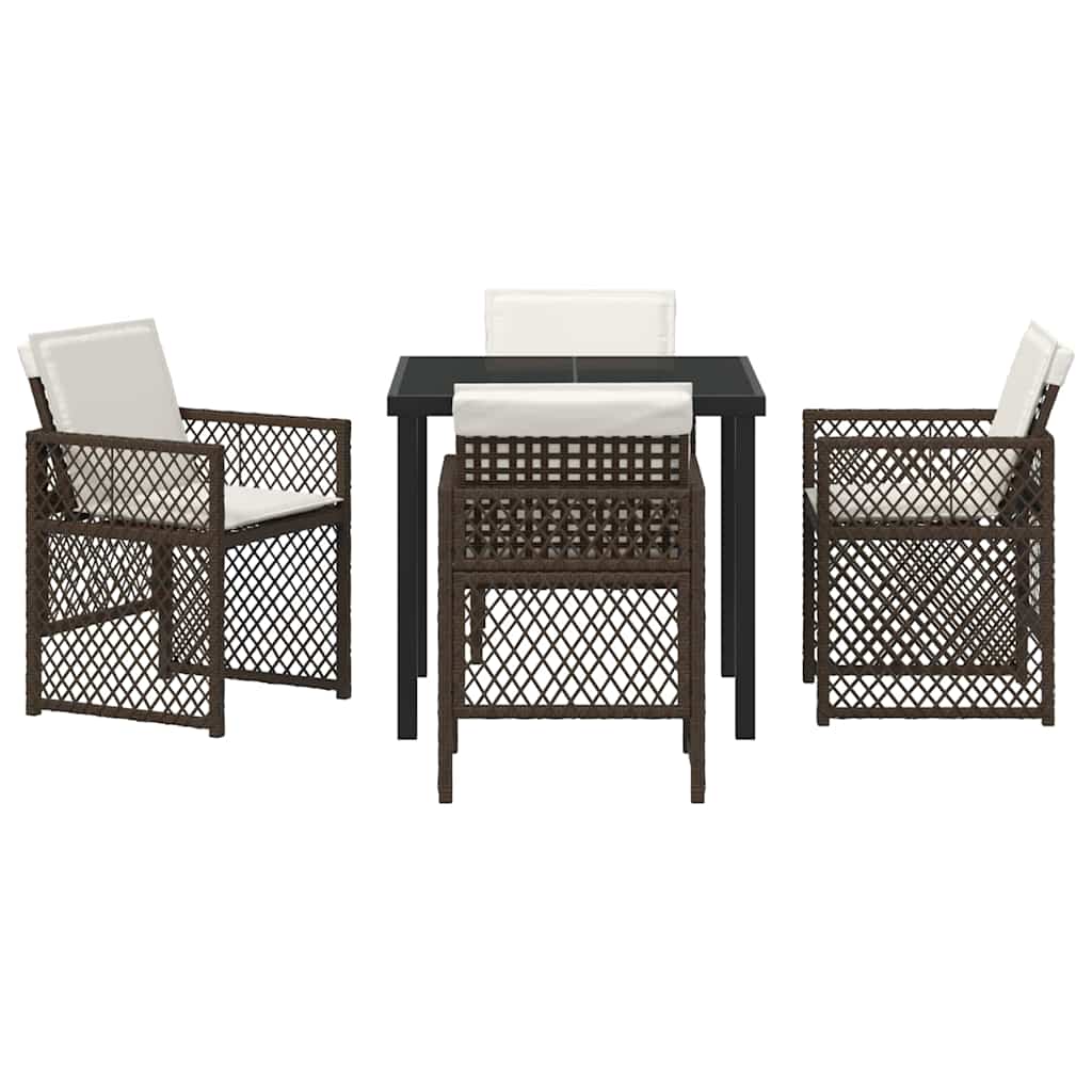 Set da Pranzo per Giardino 5 pcs Marrone polyrattan - homemem39