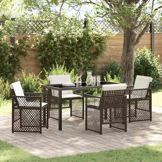 Set da Pranzo per Giardino 5 pcs Marrone polyrattan - homemem39