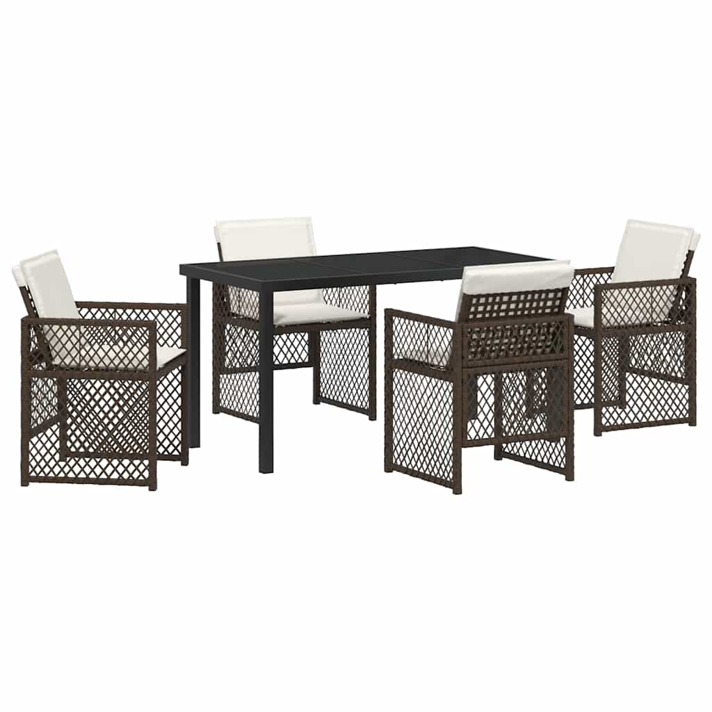 Set da Pranzo per Giardino 5 pcs Marrone polyrattan - homemem39