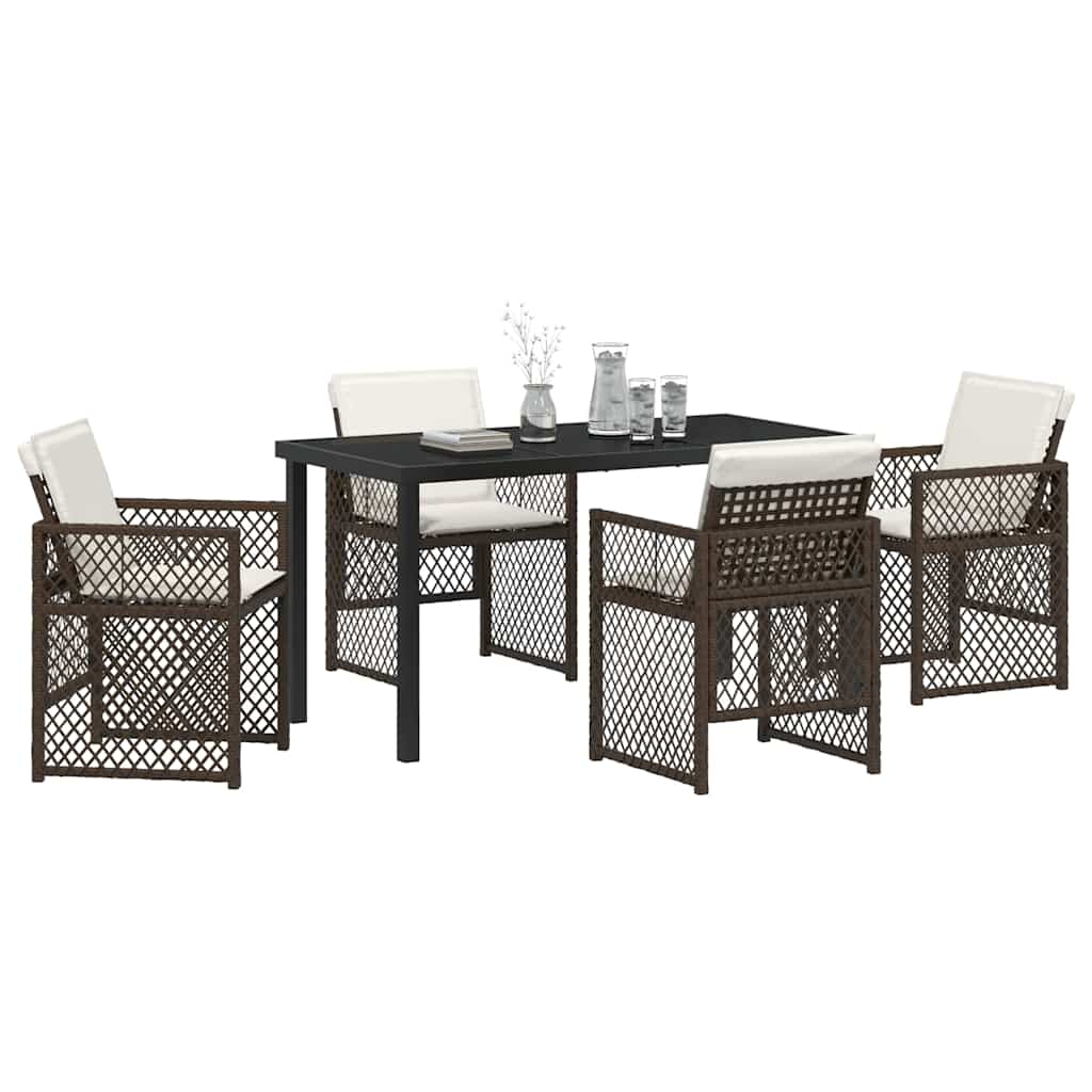 Set da Pranzo per Giardino 5 pcs Marrone polyrattan - homemem39