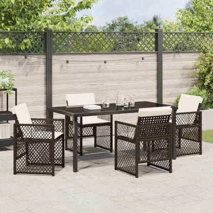 Set da Pranzo per Giardino 5 pcs Marrone polyrattan - homemem39