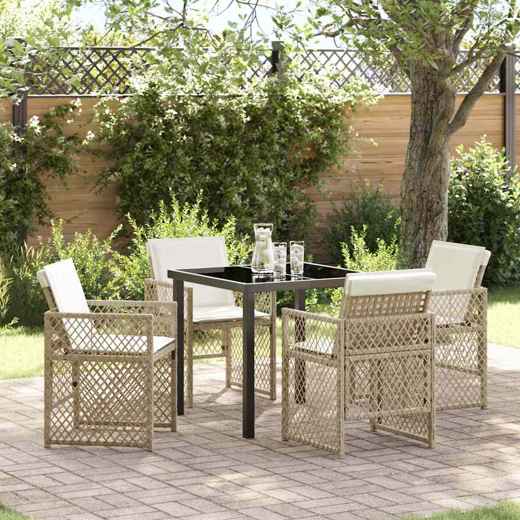 Set da Pranzo per Giardino 5 pcs Beige polyrattan - homemem39