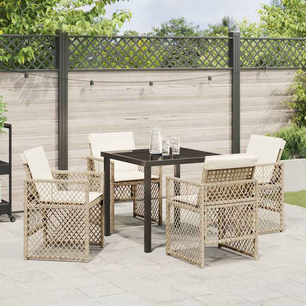 Set da Pranzo per Giardino 5 pcs Beige polyrattan - homemem39