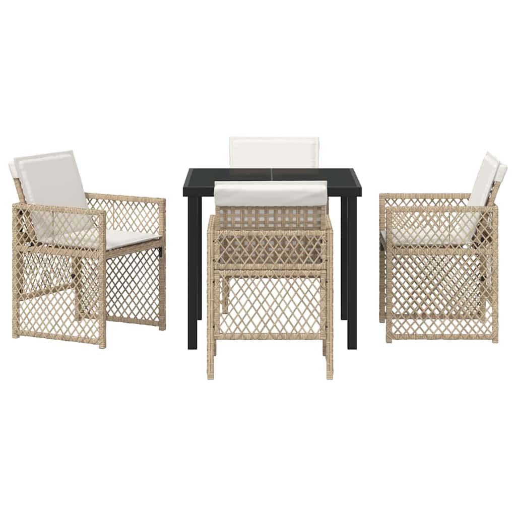 Set da Pranzo per Giardino 5 pcs Beige polyrattan - homemem39