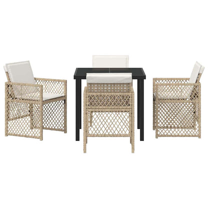 Set da Pranzo per Giardino 5 pcs Beige polyrattan - homemem39