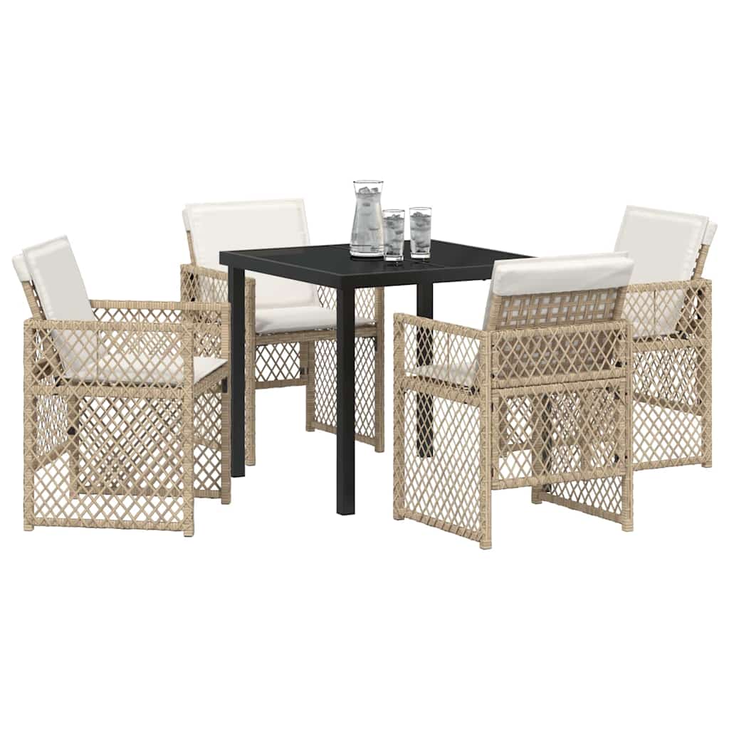 Set da Pranzo per Giardino 5 pcs Beige polyrattan - homemem39